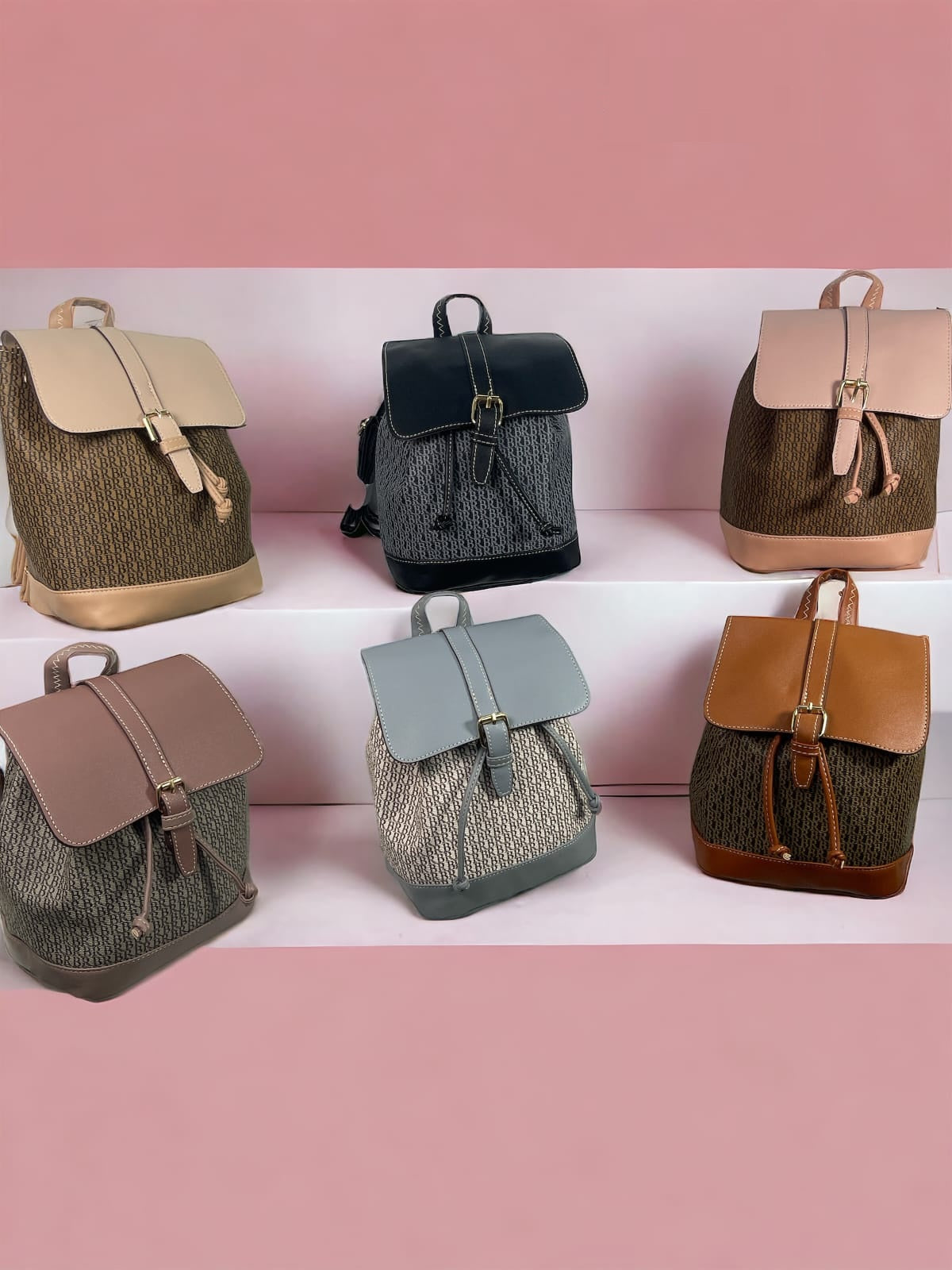 extured Pattern Buckle Backpacks