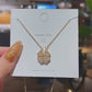 Luxury Four Leaf Clover Pendant Necklace Stainless Steel Crystal Heart Jewelry For Women Gift